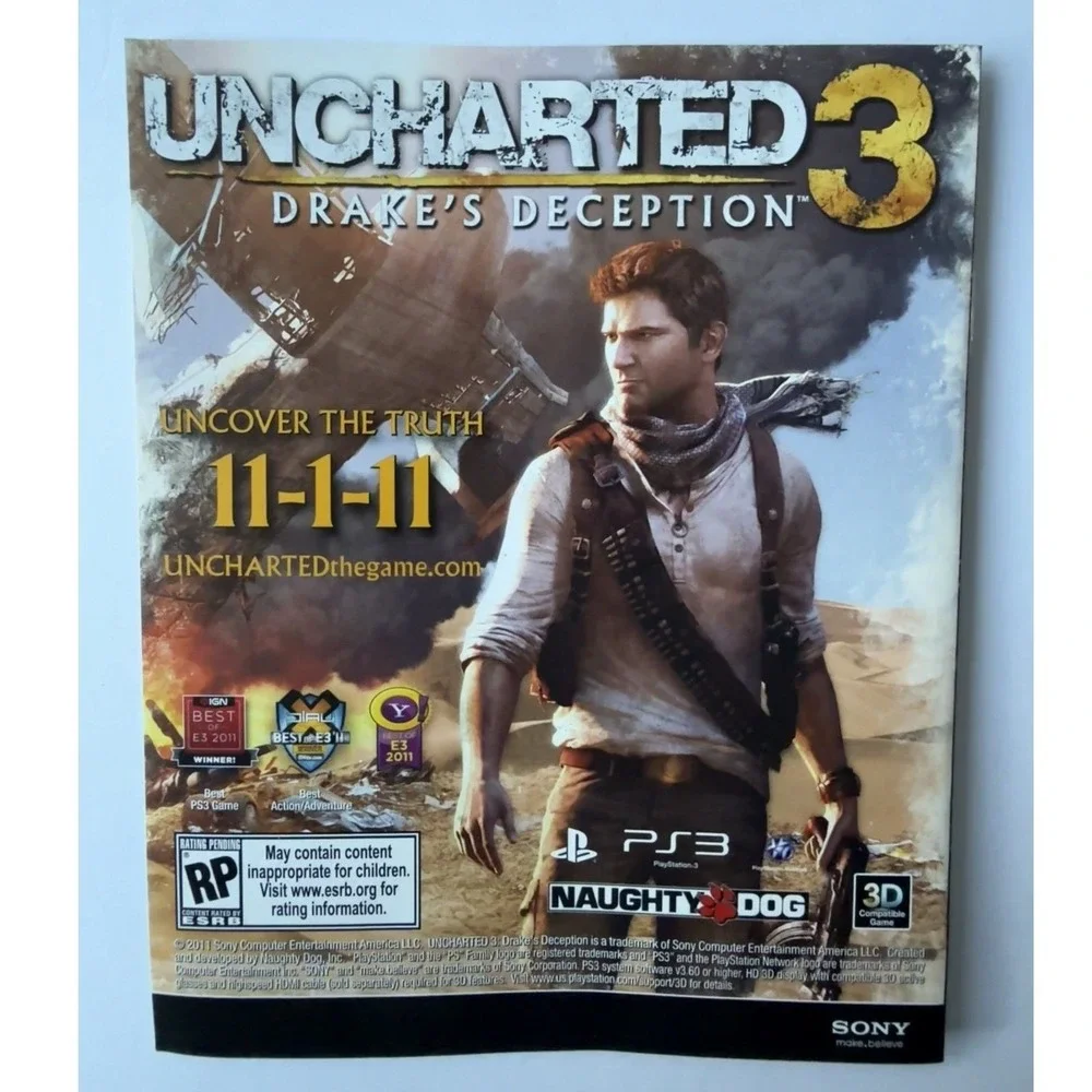 Uncharted Dual Pack 1‎ & 2 - Sony PlayStation 3 - CIB Slipcover & Both Manuals